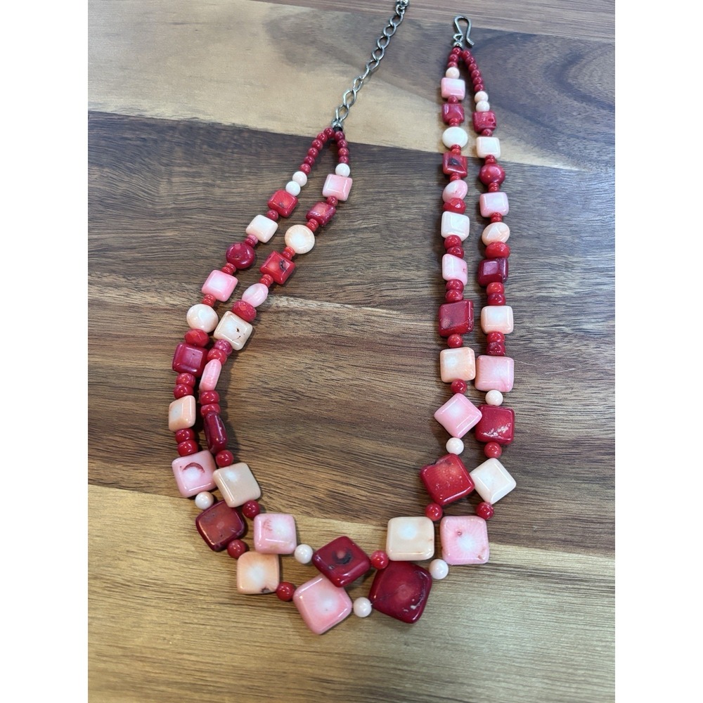 Jay King DTR Sterling Silver Red Pink Peach Coral Strand Beaded Necklace 18"